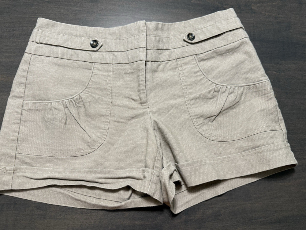 Maurices Womens Junior Boyfriend Shorts Cuffed Pockets Stretch Brown Size 5/6